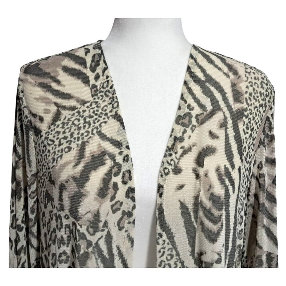 Chicos Mixed Leopard Zebra Print Open Front Cardi… - image 6